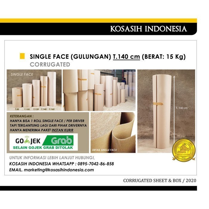 

SINGLE FACE TINGGI 140 CM ( GULUNGAN KARDUS )