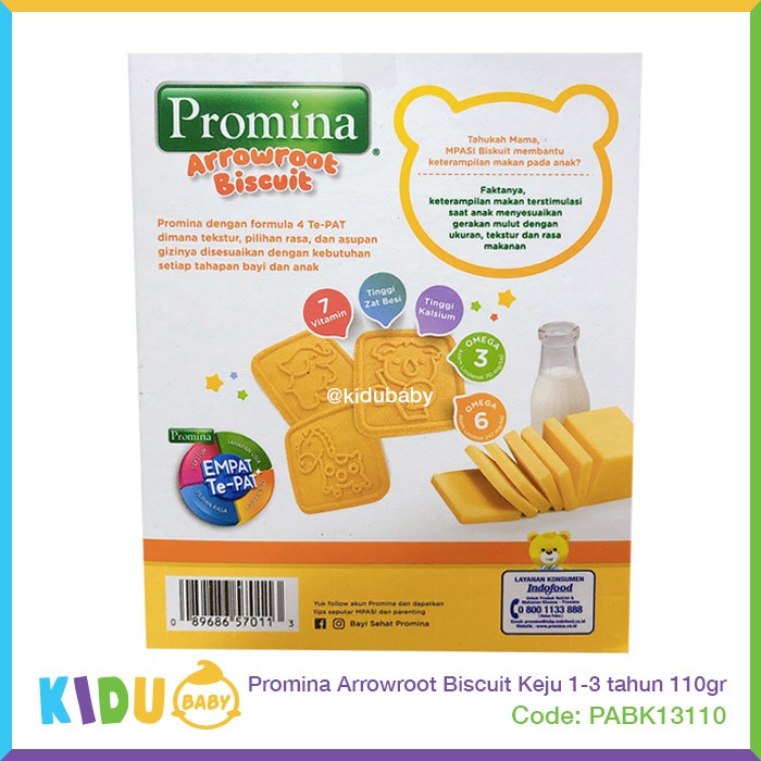 Promina Arrowroot Biscuit Keju Susu 1-3 tahun 110gr Biskuit Bayi Cemilan Bayi Makanan Bayi Kidu Baby