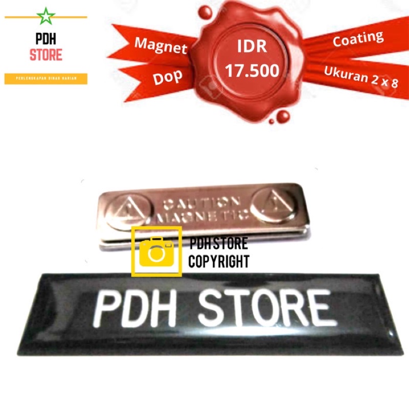 

Name Tag / Papan Nama Doff Coating 2x8 cm - Magnet
