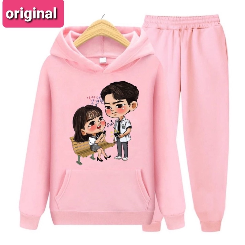 Setelan Anak Hoodie Sweater School Couple Korea/one set/TERBARU