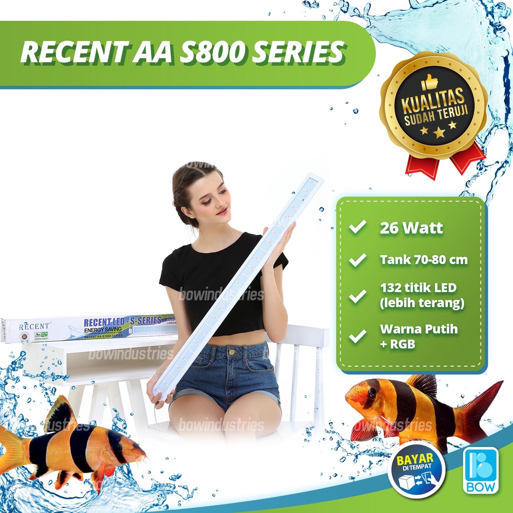 Lampu Led Aquarium Aquascape Akuarium Gantung RECENT AA S 800 S800 26 Watt KANDILA BPD