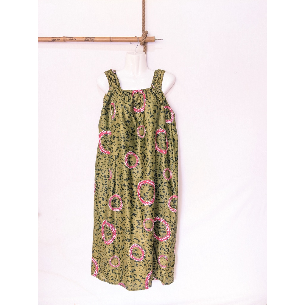Daster Yukensi Jumbo LD 120 Baju Tidur Tanpa Lengan Tali Satu Kimono Sleepwear-ring olive