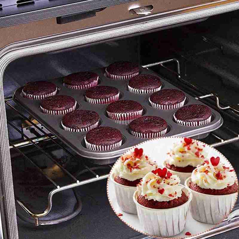 [Elegan] Cupcake Baking Tray Carbon Steel Loyang Cupcake Bulat Baking Dish Loyang Anti Lengket