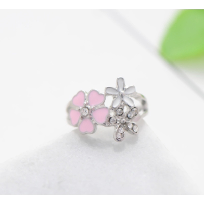 Drop Cherry Red Enamel Ring Heart-shaped Diamond Pollen Ring