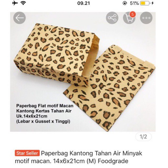 

paperbag tahan air minyak motif macan leopard