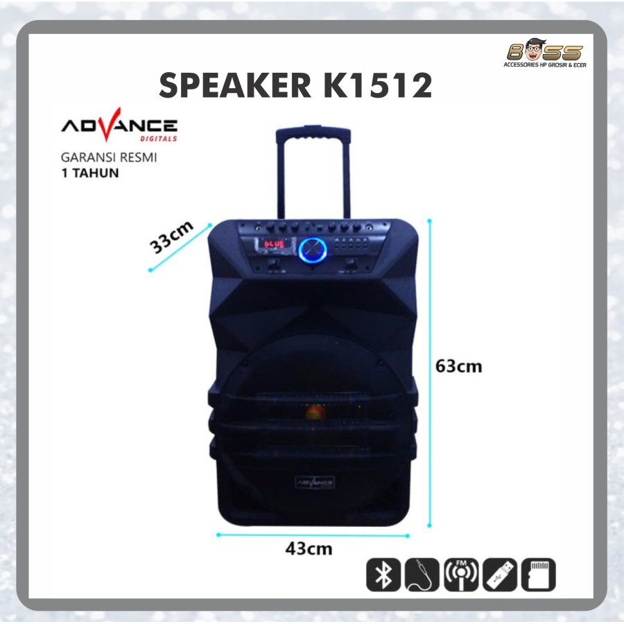 SPEAKER BLUETOOTH ADVANCE K1512 SPEAKER PA SYSTEM PORTABLE