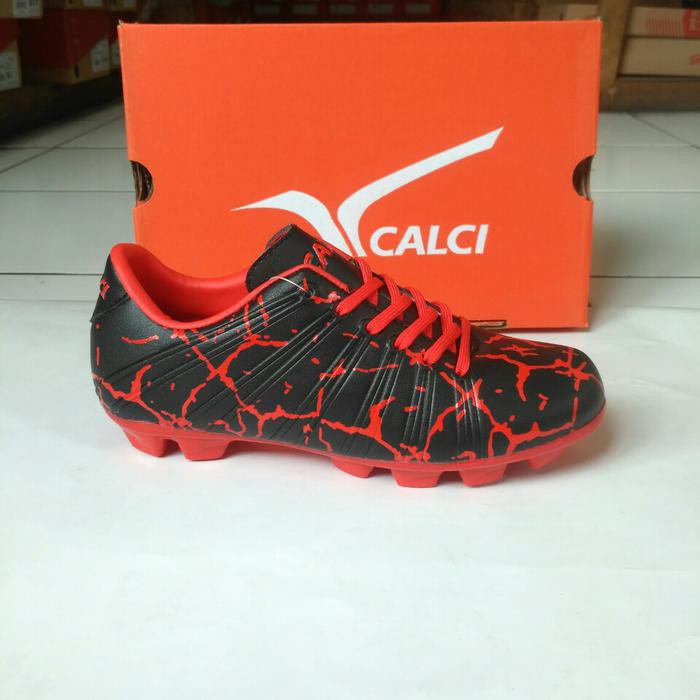 SEPATU BOLA ANAK CALCI MAGMA SC JR HITAM/MERAH FULL ORIGINAL
