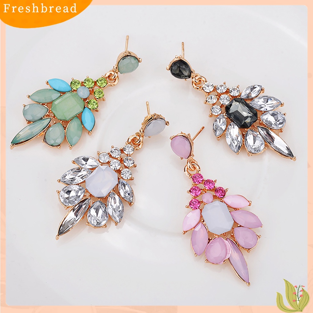 [Fresh] Anting Tusuk Model Tetesan Air Bahan Resin + Berlian Imitasi untuk Wanita