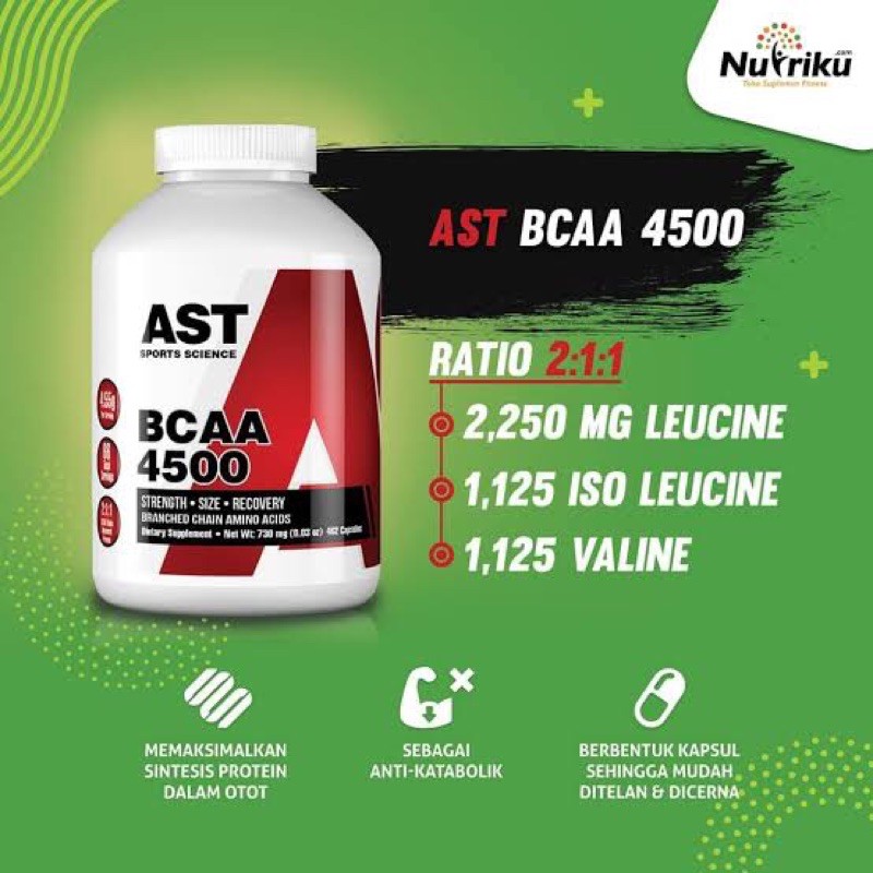 AST BCAA 2 1 1 462 CAPSULE  BCAA KAPSUL SUPLEMEN FITNES KESEHATAN GYM MAKANAN RECOVERY OTOT