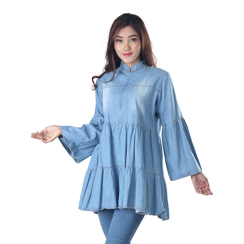 Baju Atasan Wanita / Blouse Denim Atasan Wanita - INF 338