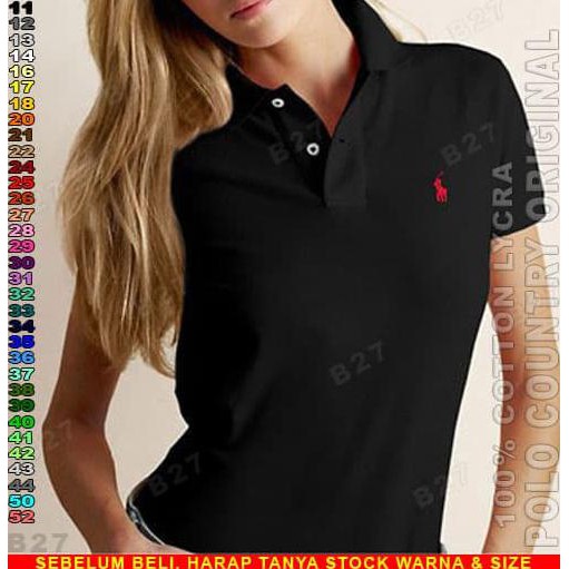 Polo Country Original C6-11 Kaos Polo Wanita Cotton Lycra Hitam