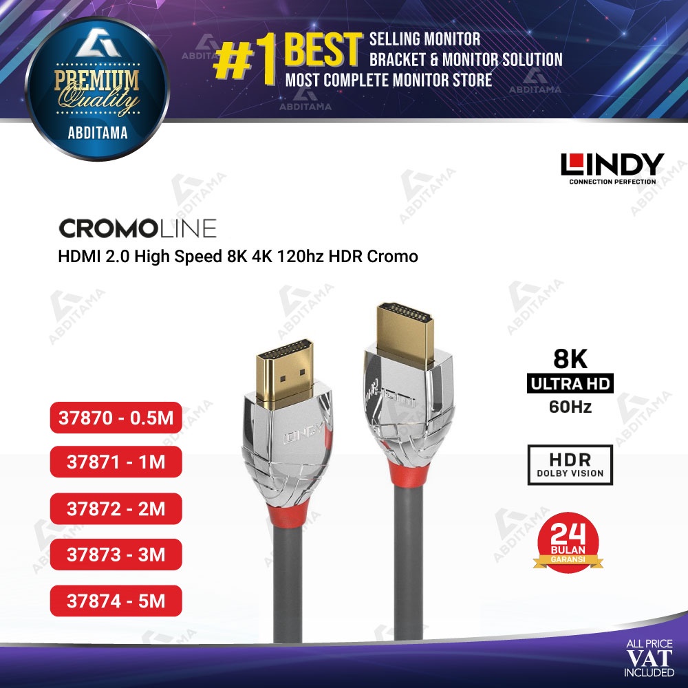 Kabel HDMI LINDY HDMI 2.0 High Speed 8K 4K 120hz HDR Cromo - 3787x