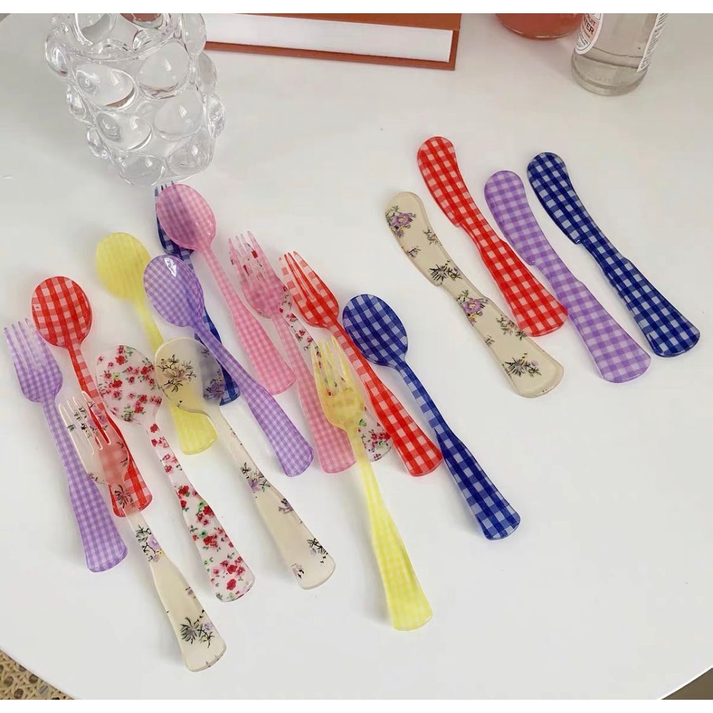 RESIN CUTLERY | SET ALAT MAKAN AESTHETIC CUTE KOREAN AESTHETIC SENDOK GARPU PISAU