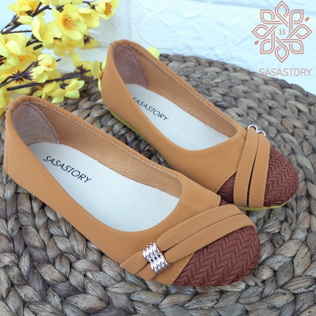 SEPATU FLATSHOES ANAK PEREMPUAN GARIS SAMPING 3 4 5 6 7 8 TAHUN HA13