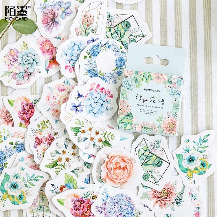 

Stiker Scrapbook Sticker Bujo Lucu Bunga Flower (45 pcs)
