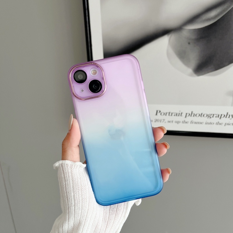 Case Pelindung Lensa Bahan Metal Warna Gradasi Untuk IPhone 11 12 13 Pro Max X XS Max XR 7 8 Plus