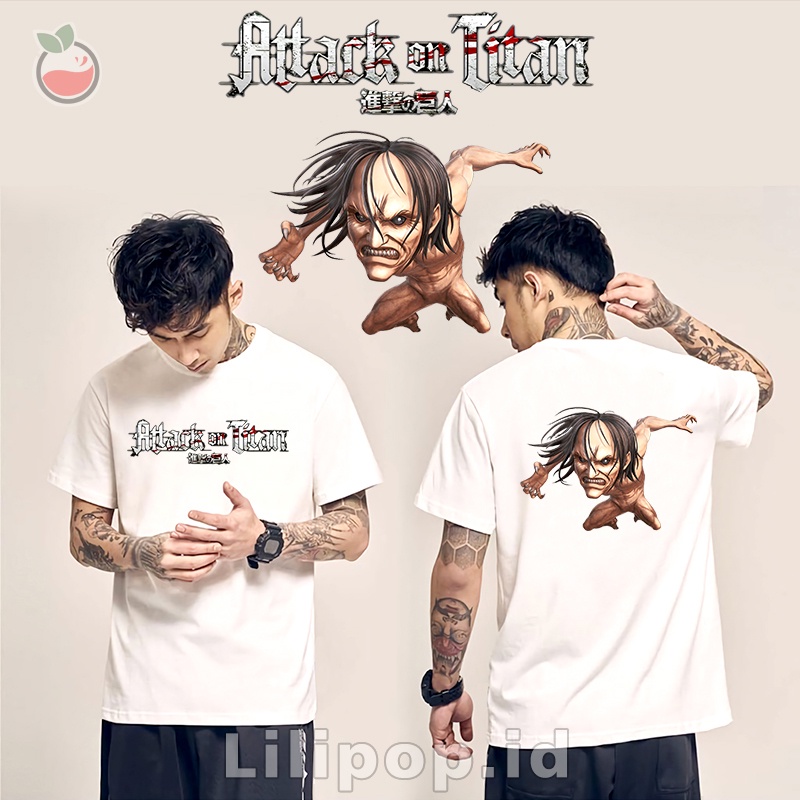 Kaos Tshirt  Pria Attack on Titan Baju Distro Basic Lengan Pendek Cowok Kasual Lilipop