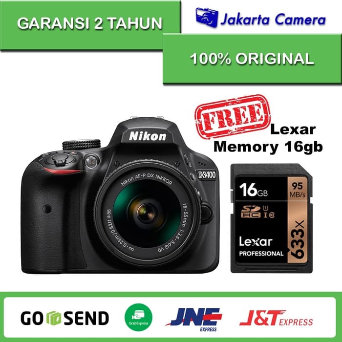 Nikon D3400 Lensa Kit Af-P Afp 18-55Mm Vr Kamera Dslr - Garansi Resmi