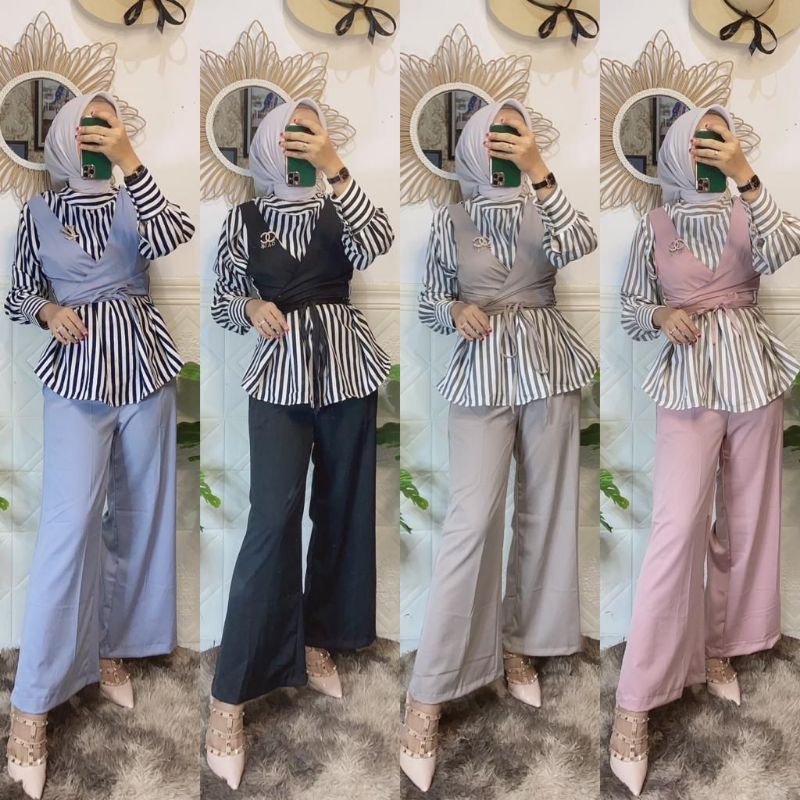 Setelan Wanita / Setcel Shakila Salur Rompi