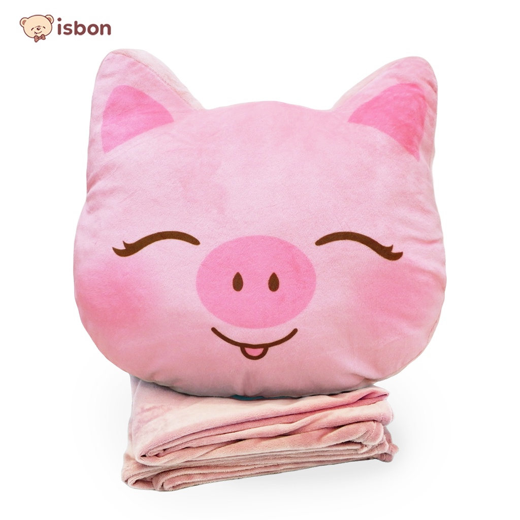 ISTANA BONEKA Balmut Bantal Selimut Karakter Kepala Babi Piggy  BALMUT PIG Warna Pink Cocok Untuk Tr