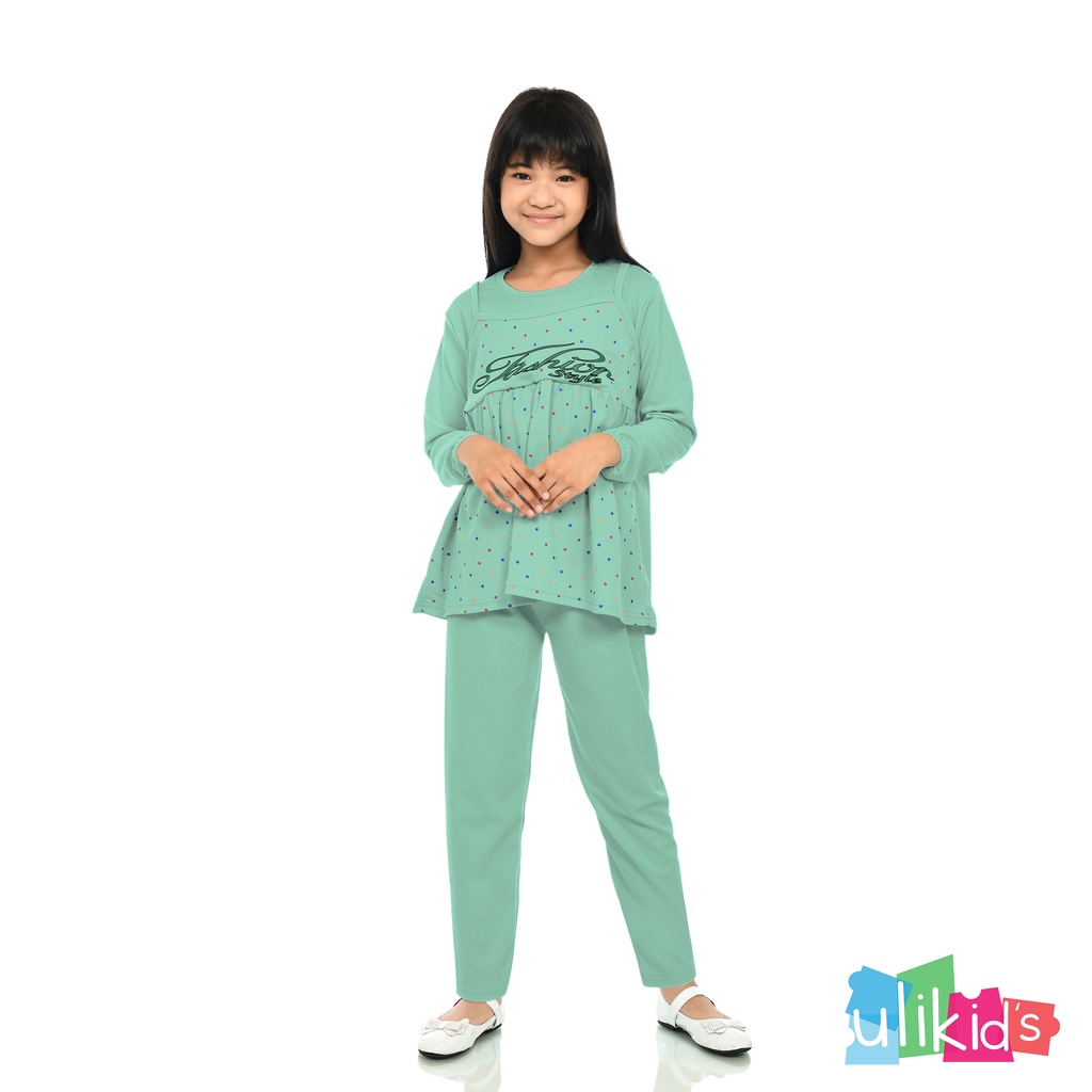 Ulikids Setelan Baju Anak Perempuan Fashion Motif Polkadot