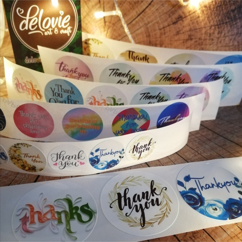 

Delovie.art Thank You Sticker / Label Segel Thank You Bulat 1 set 60 pcs