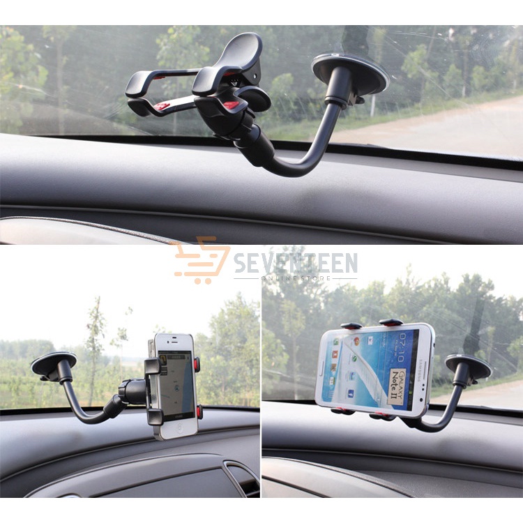 SEVENTEEN HOLDER HP KACA MOBIL GPS STAND HP MOBIL STAND HANDPHONE 360 DERAJAT CAR MOBILE STAND HOLDER MAPS GPS