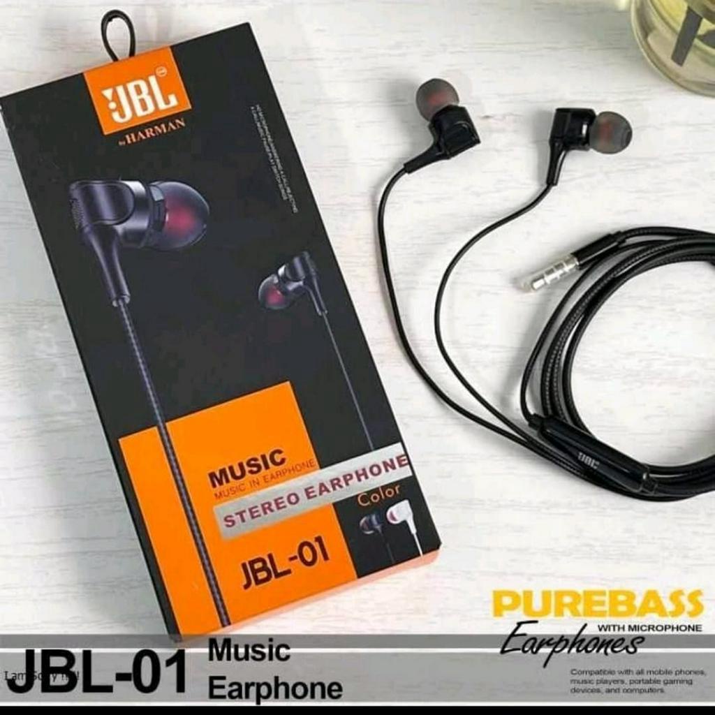 Handfree Headset Earphone Stereo JBL-01 Suara Bagus Super Bass