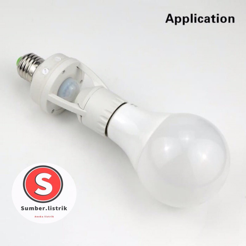 Smart Fitting E27 Lampu Bohlam Motion Sensor Gerak Otomatis Nyala