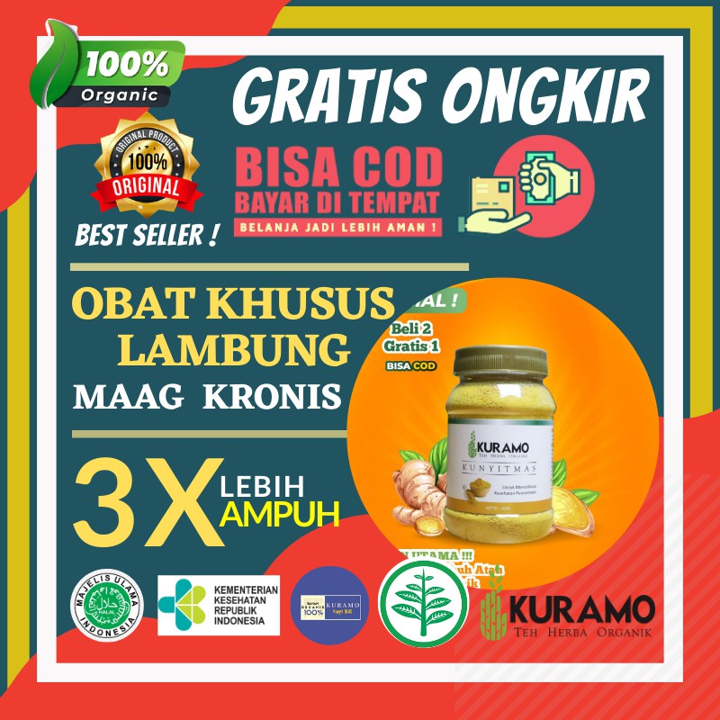 

OBAT HERBAL ASAM LAMBUNG MAAG KRONIS AKUT GERD PERUT KEMBUNG BEGAH MUAL MULES KURAMO KUNYIT MAS 200g