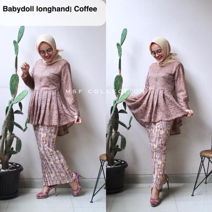 set kebaya brukat babydoll long hand