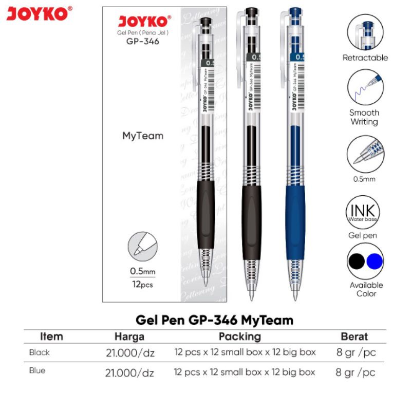 

AT gel pen GP-346 my team joyko ( harga selusin isi 12 pcs )
