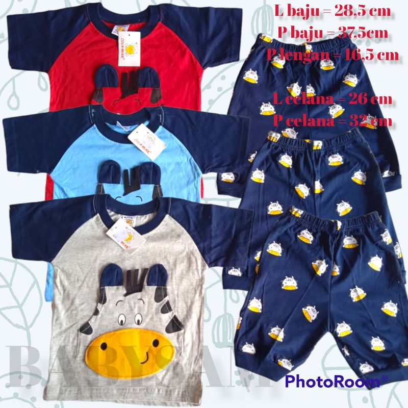 Setelan Anak Laki-laki Cola Bear Motif Sapi 100% Cotton Katun 9bln-2tahun