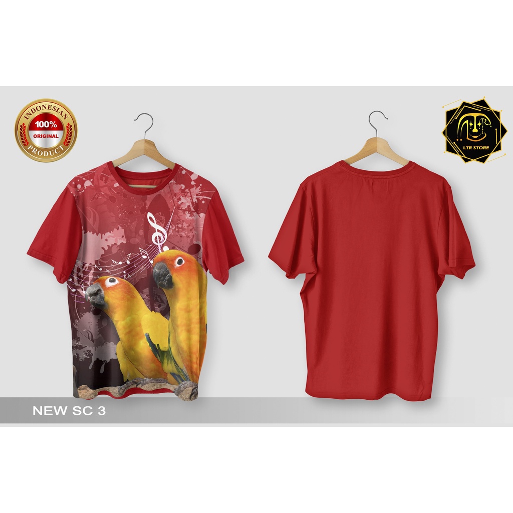 [ BAYAR DI TEMPAT ] BAJU PRINTING GAMBAR BURUNG SUN CONURE NEW SC 3 - KAOS DISTRO ORIGINAL MOTIF HEW