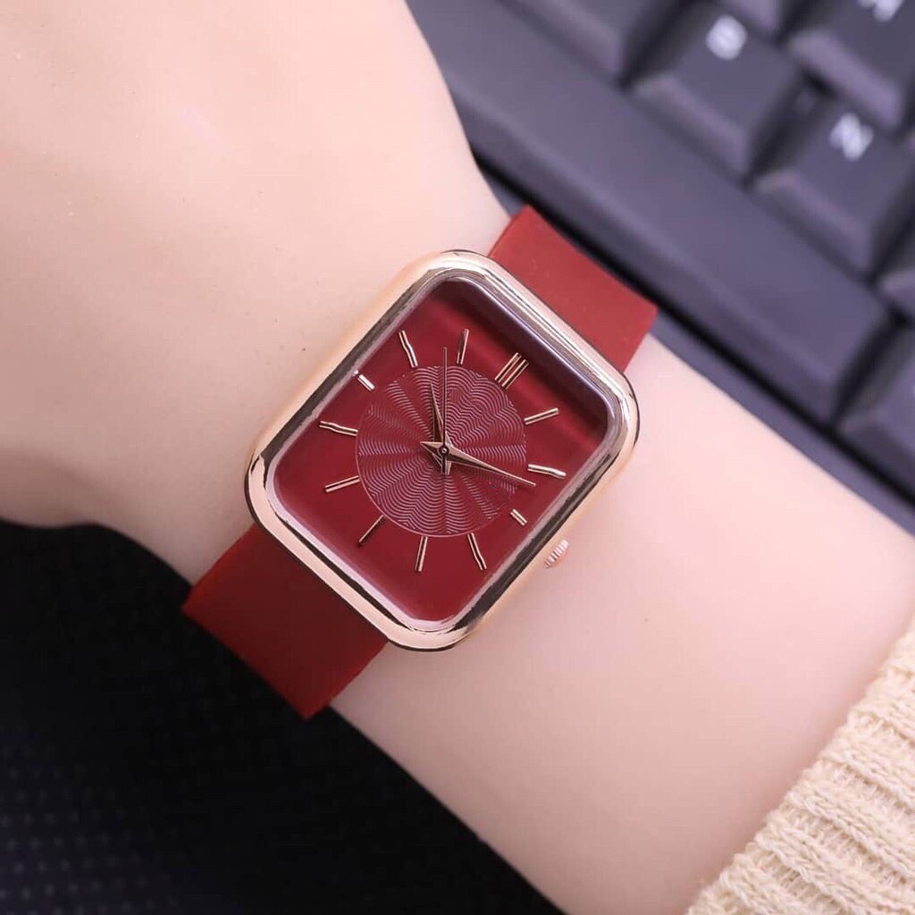 Jam tangan wanita rubber karet model segi fashion cewek FR001