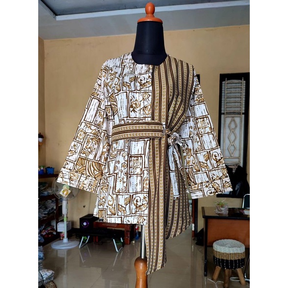 M-L-XL-XXL-JUMBO Batik wanita ASJ SA HRB026 Kenongo Kemeja Tosca Pendek-B New pola.coklat