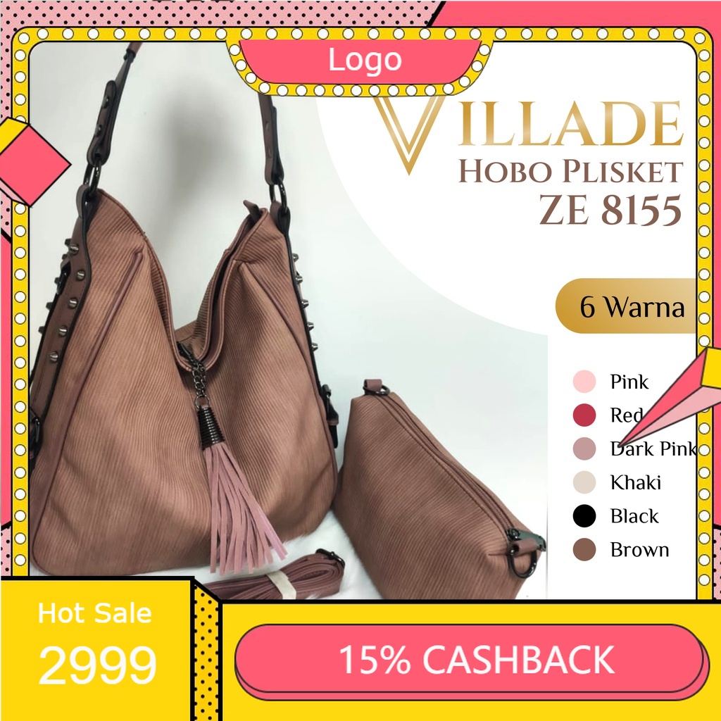 Tas Wanita Import Villade Hobo plisket 8155 | Hobo Bag | Woman Bag | Tas Wanita Elegan