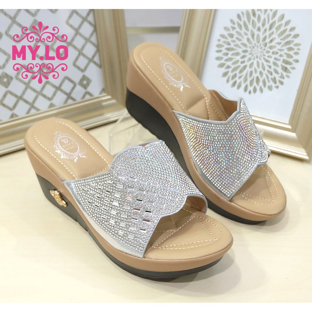  SANDAL  PESTA  HEEL KEBAYA ROSEGOLD WANITA  IMPORT MYLO 