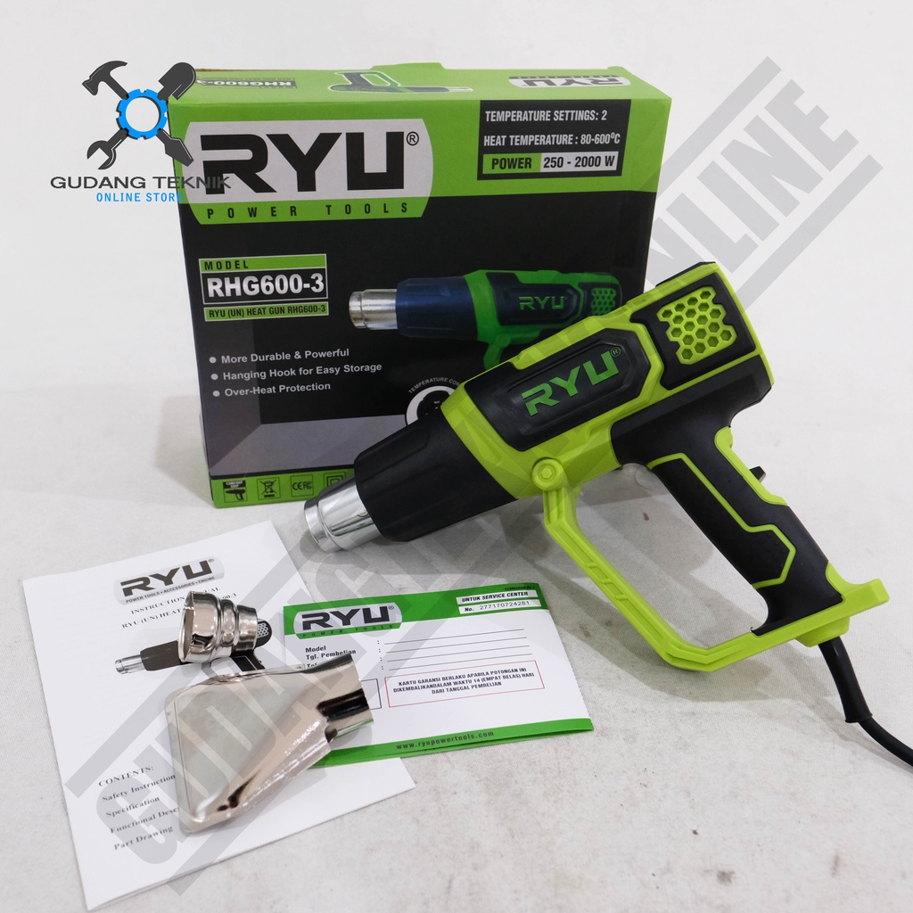 Heat Gun RYU RHG600-3 / Heatgun RYU RHG600 3 - Alat Pemanas Plastik RYU RHG 600-3