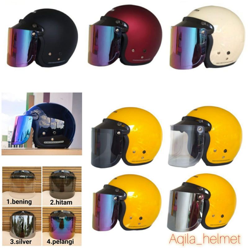 Helm Bogo Solid dewasa_ helm bogo kaca datar silver_helm bogo polos pria wanita