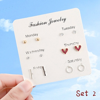 [✅READY STOCK] 6 Pasang anting murah Tusuk Model Mutiara Intan Bentuk Bulat Gaya Korea Untuk fashion Wanita  Penjualan Panas Mode