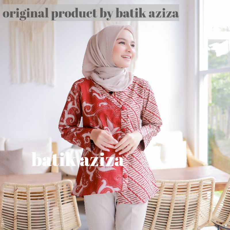 Batik wanita atasan batik couple batik lengan panjang blouse kangkung by batik aziza