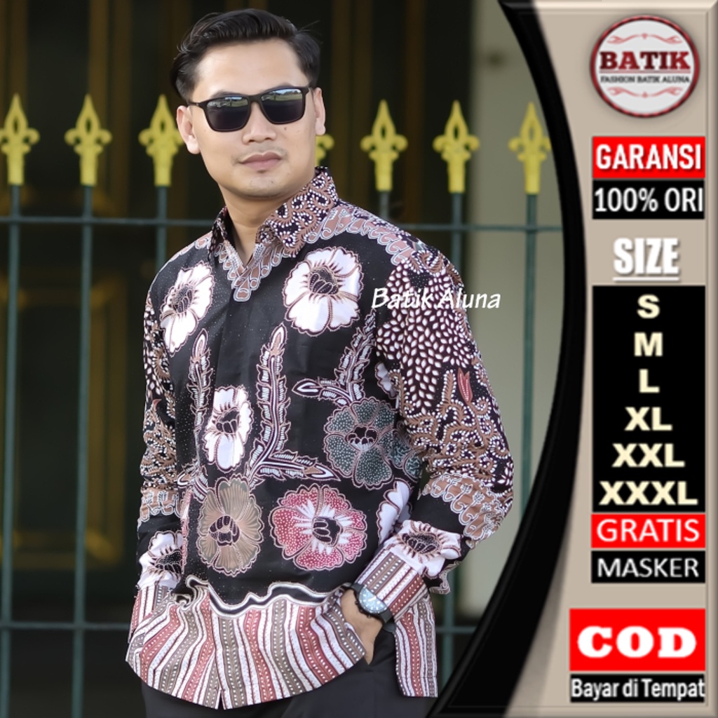 Batik Pria Lengan Panjang Premium Full Furing Motif Terbaru Kemeja Batik Pria Baju Batik Pria Hem Batik Pria Lengan Panjang Modern Slimfit Berkualitas Bahan Katun Halus Pekalongan FASHION BATIK ALUNA