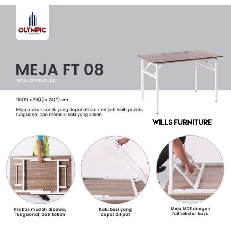 Meja lipat meja serbaguna meja makan olympic