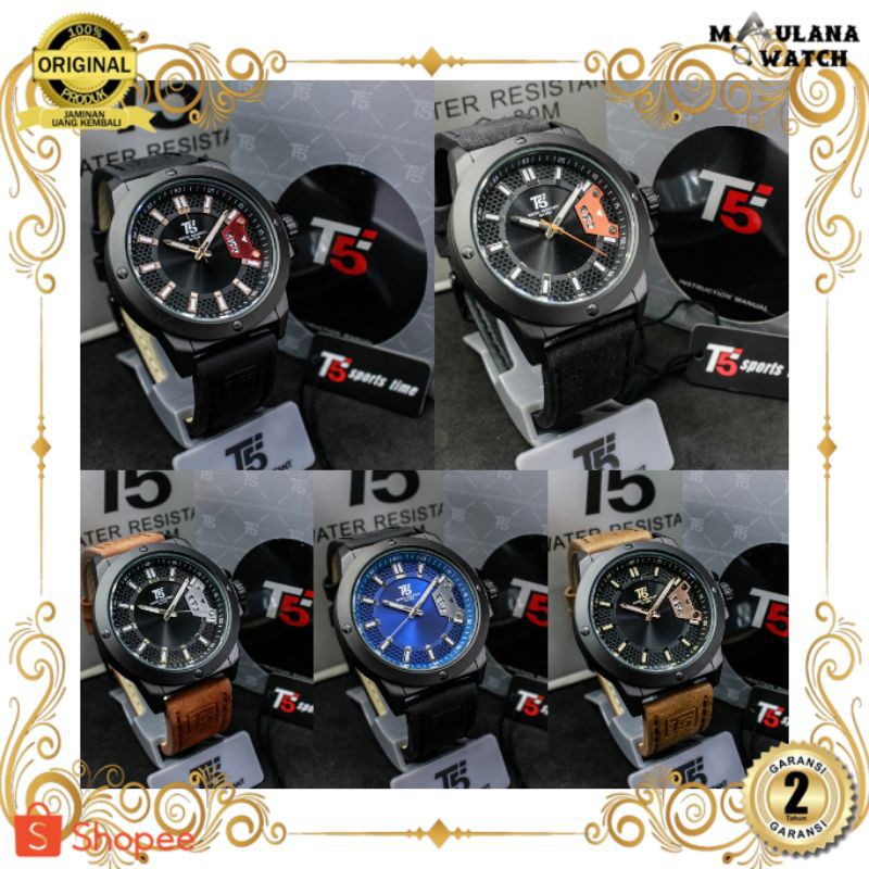 JAM TANGAN PRIA WANITA | RANTAI | KULIT | KARET | MURAH | PRIA T5 H 3558G ORIGINAL
