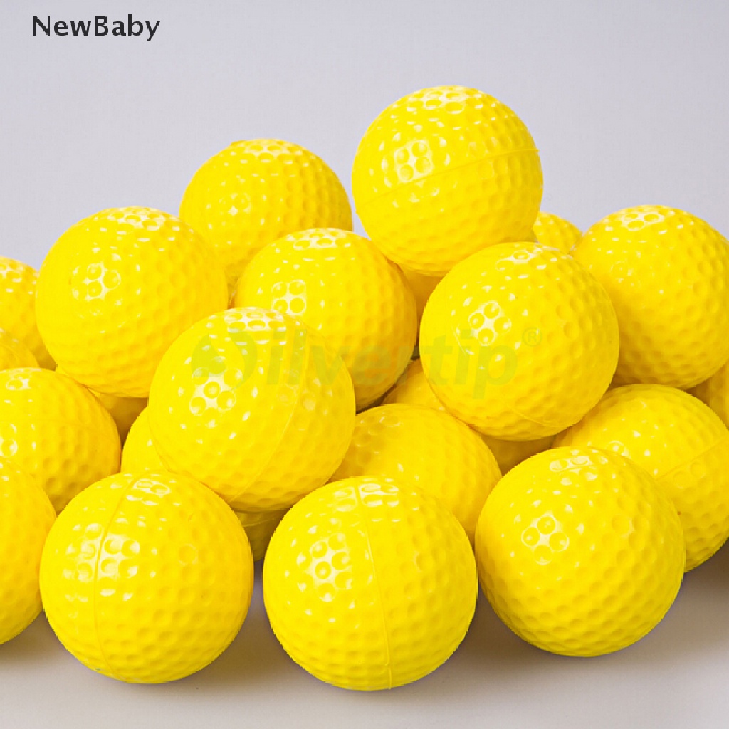 10pcs Bola Golf Bahan Plastik PP Elastis Warna Kuning Untuk Latihan