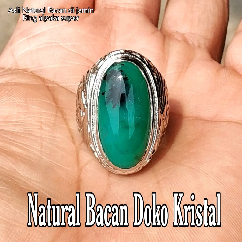 CINCIN BATU AKIK NATURAL BACAN DOKO TOTOL KRISTAL BIRU TEMBUS SERAT ENCER BOS