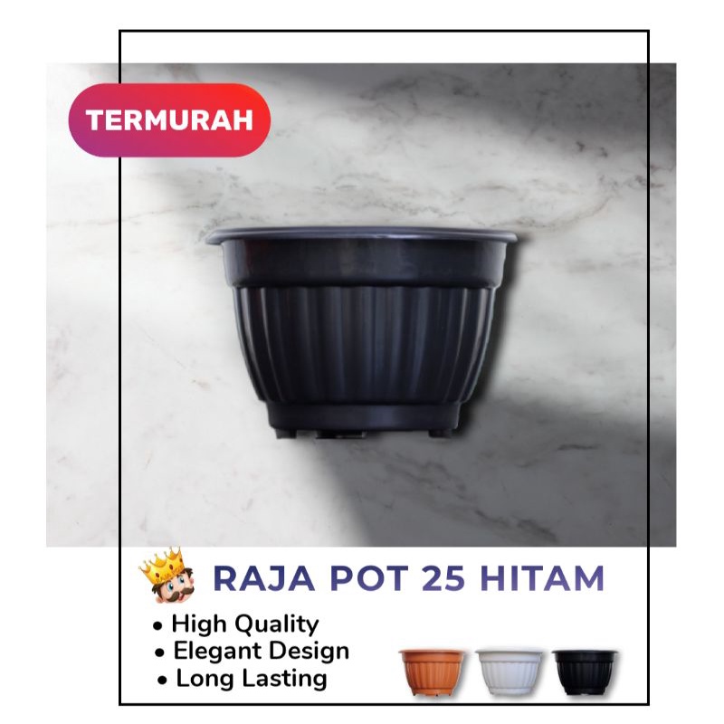 Pot Bunga Murah 25 30 Model Belimbing | Pot Tanaman Plastik Hitam Putih Cokelat