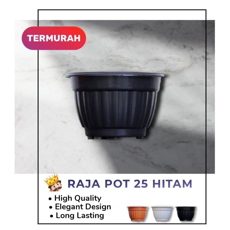 Pot Bunga Hitam 25 Belimbing | Pot Plastik  Hitam 25cm | Pot Tanaman Plastik 25cm