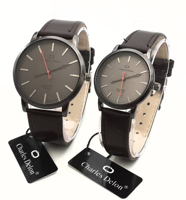 JAM TANGAN COUPLE KEREN SIMPLE ELEGANT CHARLES DELON ORIGINAL WATER RESIST NEW